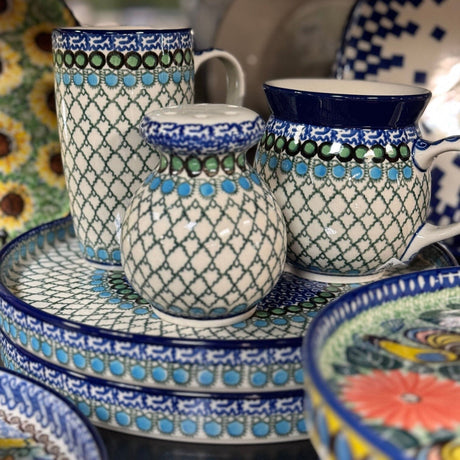 Mug, Belly Mug, 16 oz Large in "Mediterranean Waves" by Ceramika Artystyczna | A073-U72