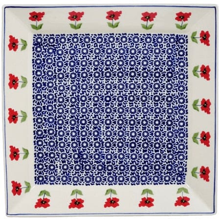 Plate, Square, Dinner, 11.25" Plate in "Poppy Garden" by Manufaktura | T145T-EJ01