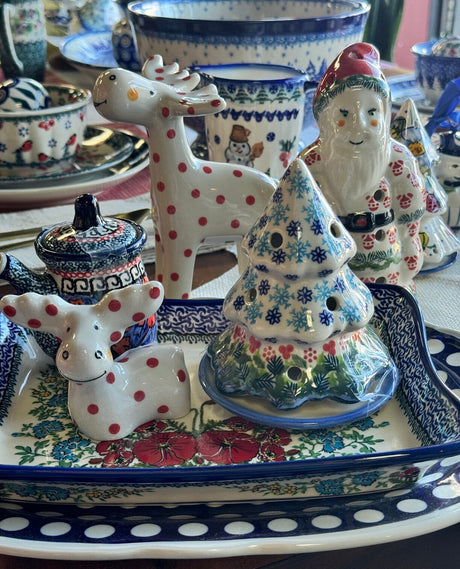 Figurine, Reindeer, 3.25" in "Dotted Reds" by Galia | GZW32-PG3