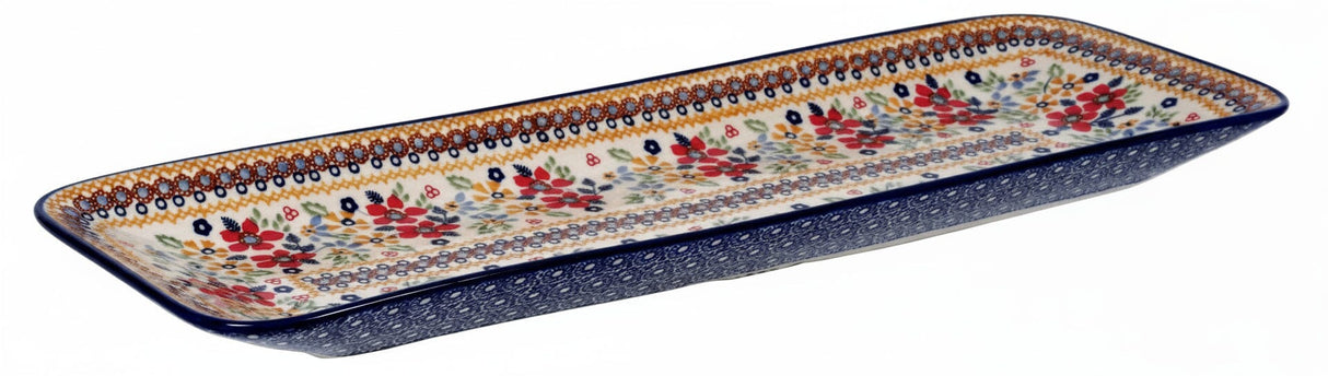 Platter, Rectangular, Long, 19.5" x 6.75" in "Ruby Duet" by Manufaktura | P204S-DPLC