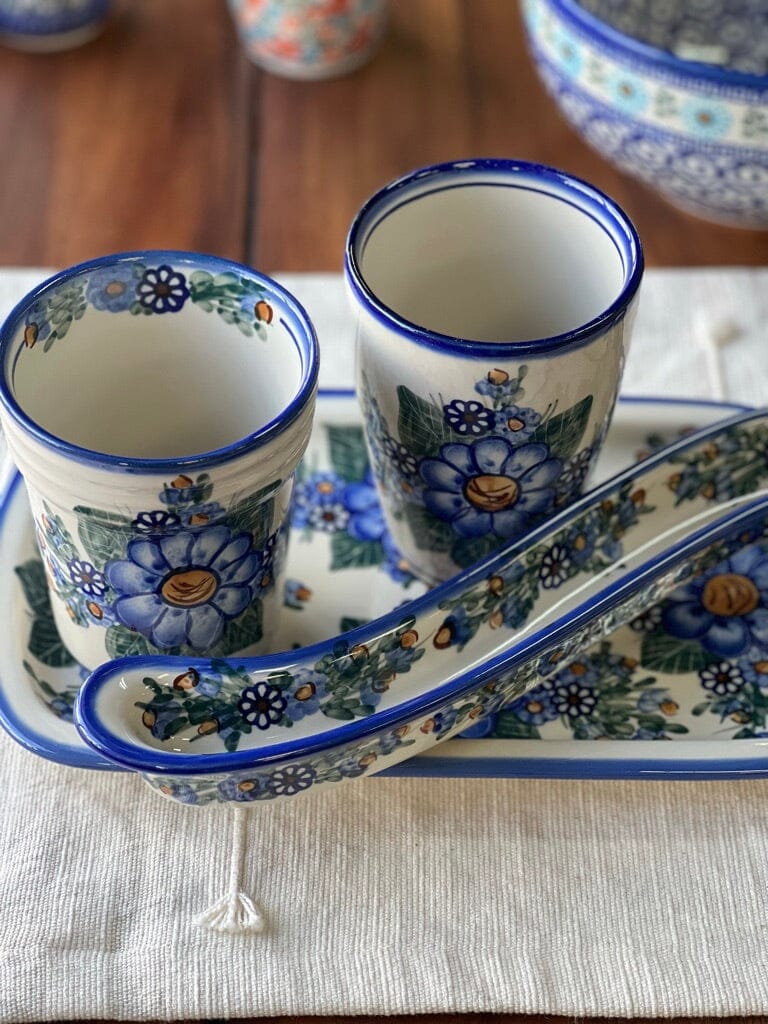 Olive Boat, Curved, 13" x 1.75" in "Blue Bouquet" by Andy | NDA132-7