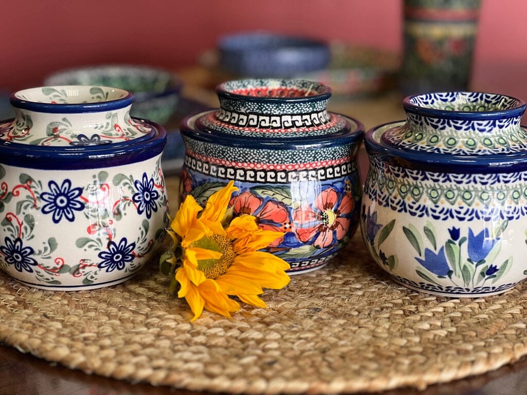 Butter Crock, 4.5" x 3.5" in "Blue Floral Vines" by Zaklady | Y1512-D1210A