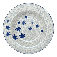 A picture of a Polish Pottery CA Soup Plate (Blue Sweetgum) | A014-2545X as shown at PolishPotteryOutlet.com/products/9-25-soup-pasta-plate-blue-sweetgum-a014-2545x