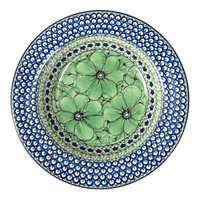 A picture of a Polish Pottery CA Soup Plate (Green Goddess) | A014-U408A as shown at PolishPotteryOutlet.com/products/9-25-soup-pasta-plate-green-goddess-a014-u408a