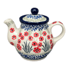 Polish Pottery CA 10 oz. Individual Teapot (Red Aster) | A020-1435X at PolishPotteryOutlet.com