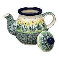 A picture of a Polish Pottery CA 10 oz. Individual Teapot (Daffodils in Bloom) | A020-2122X as shown at PolishPotteryOutlet.com/products/10-oz-individual-teapot-daffodils-in-bloom-a020-2122x