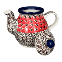 A picture of a Polish Pottery CA 10 oz. Individual Teapot (Coral Fans) | A020-2199X as shown at PolishPotteryOutlet.com/products/c-a-10-oz-individual-teapot-coral-fans-a020-2199x