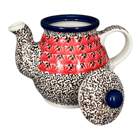 Polish Pottery CA 10 oz. Individual Teapot (Coral Fans) | A020-2199X Additional Image at PolishPotteryOutlet.com