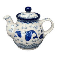 A picture of a Polish Pottery C.A. 10 oz. Individual Teapot (Koi Pond) | A020-2372X as shown at PolishPotteryOutlet.com/products/10-oz-individual-teapot-koi-pond-a020-2372x