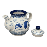 A picture of a Polish Pottery C.A. 10 oz. Individual Teapot (Koi Pond) | A020-2372X as shown at PolishPotteryOutlet.com/products/10-oz-individual-teapot-koi-pond-a020-2372x