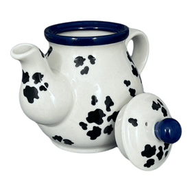 Polish Pottery CA 10 oz. Individual Teapot (Cowabunga - Blue Rim) | A020-2417X Additional Image at PolishPotteryOutlet.com