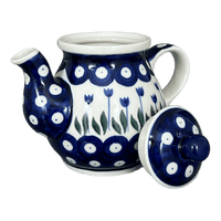 A picture of a Polish Pottery CA 10 oz. Individual Teapot (Tulip Dot) | A020-377Z as shown at PolishPotteryOutlet.com/products/c-a-10-oz-individual-teapot-tulip-dot-a020-377z