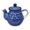 Polish Pottery CA 10 oz. Individual Teapot (Wavy Blues) | A020-905X at PolishPotteryOutlet.com