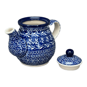 Polish Pottery C.A. 10 oz. Individual Teapot (Wavy Blues) | A020-905X Additional Image at PolishPotteryOutlet.com