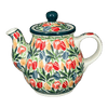 Polish Pottery CA 10 oz. Individual Teapot (Tulip Burst) | A020-U4226 at PolishPotteryOutlet.com