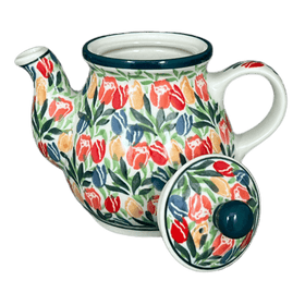 Polish Pottery CA 10 oz. Individual Teapot (Tulip Burst) | A020-U4226 Additional Image at PolishPotteryOutlet.com