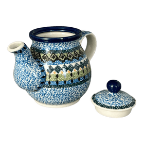 Polish Pottery CA 10 oz. Individual Teapot (Aztec Blues) | A020-U4428 Additional Image at PolishPotteryOutlet.com