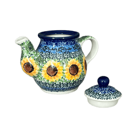 Polish Pottery C.A. 10 oz. Individual Teapot (Sunflowers) | A020-U4739 Additional Image at PolishPotteryOutlet.com