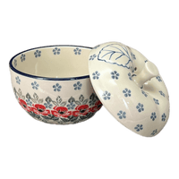 A picture of a Polish Pottery C.A. Large Apple Baker (Poppy Ring) | A034-1486X as shown at PolishPotteryOutlet.com/products/large-apple-baker-poppy-ring-a034-1486x