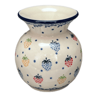A picture of a Polish Pottery C.A. 4" Tall Vase (Mixed Berries) | A048-1449X as shown at PolishPotteryOutlet.com/products/4-tall-vase-mixed-berries-a048-1449x