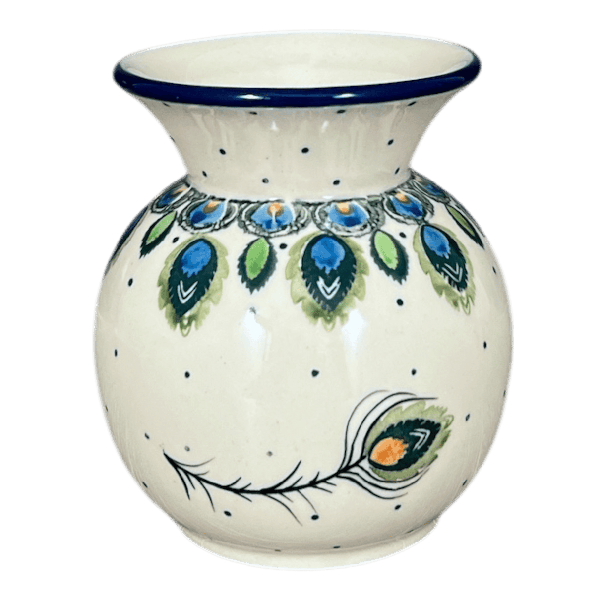 Vase, Round, 4" in "Peacock Plume" by Ceramika Artystyczna | A048-2218X