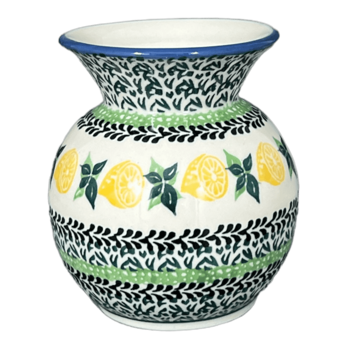 Vase, Round, 4" in "Lemons and Leaves" by Ceramika Artystyczna | A048-2749X