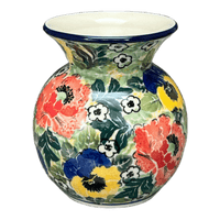 A picture of a Polish Pottery C.A. 4" Tall Vase (Tropical Love) | A048-U4705 as shown at PolishPotteryOutlet.com/products/4-tall-vase-tropical-love-a048-u4705