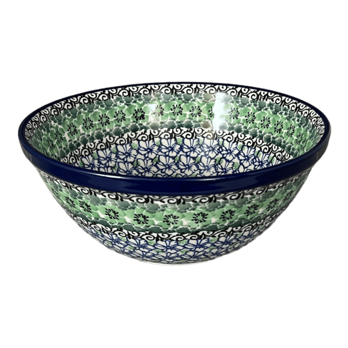 Bowl, Round, Kitchen, 7.75" in "Ring of Green" by Ceramika Artystyczna | A057-1479X