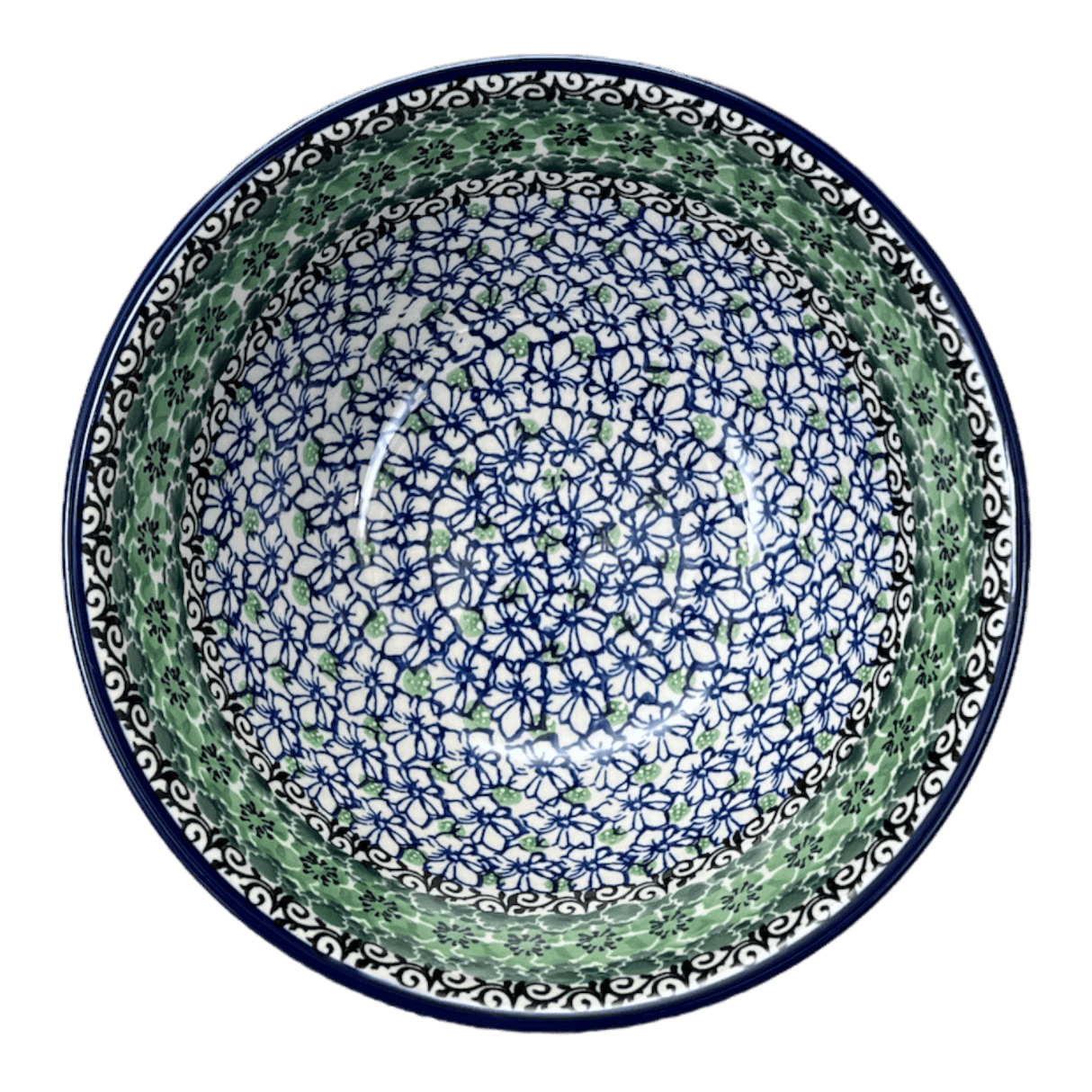 Bowl, Round, Kitchen, 7.75" in "Ring of Green" by Ceramika Artystyczna | A057-1479X