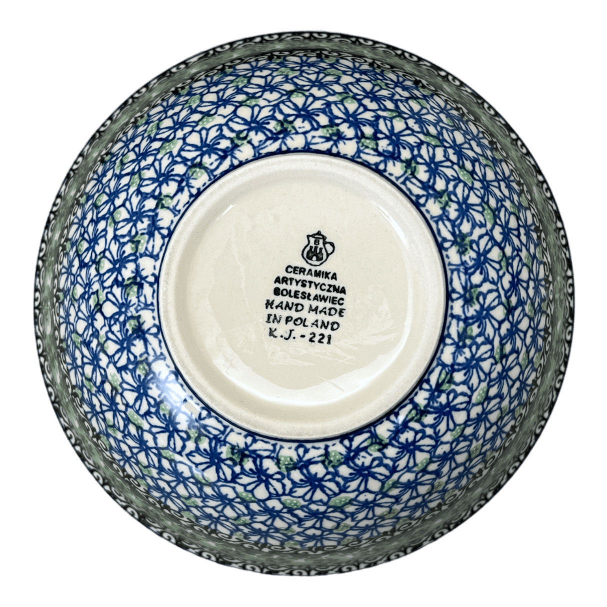 Bowl, Round, Kitchen, 7.75" in "Ring of Green" by Ceramika Artystyczna | A057-1479X