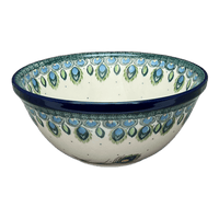 A picture of a Polish Pottery CA 7.75" Kitchen Bowl (Peacock Plume) | A057-2218X as shown at PolishPotteryOutlet.com/products/7-75-bowl-peacock-plume-a057-2218x