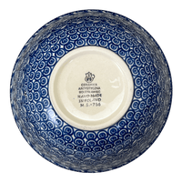 A picture of a Polish Pottery CA 7.75" Kitchen Bowl (Wavy Blues) | A057-905X as shown at PolishPotteryOutlet.com/products/7-75-kitchen-bowl-wavy-blues-a057-905x