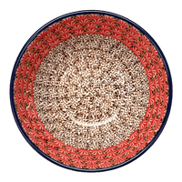 A picture of a Polish Pottery CA 6.75" Kitchen Bowl (Coral Fans) | A058-2199X as shown at PolishPotteryOutlet.com/products/6-75-bowl-coral-fans-a058-2199x
