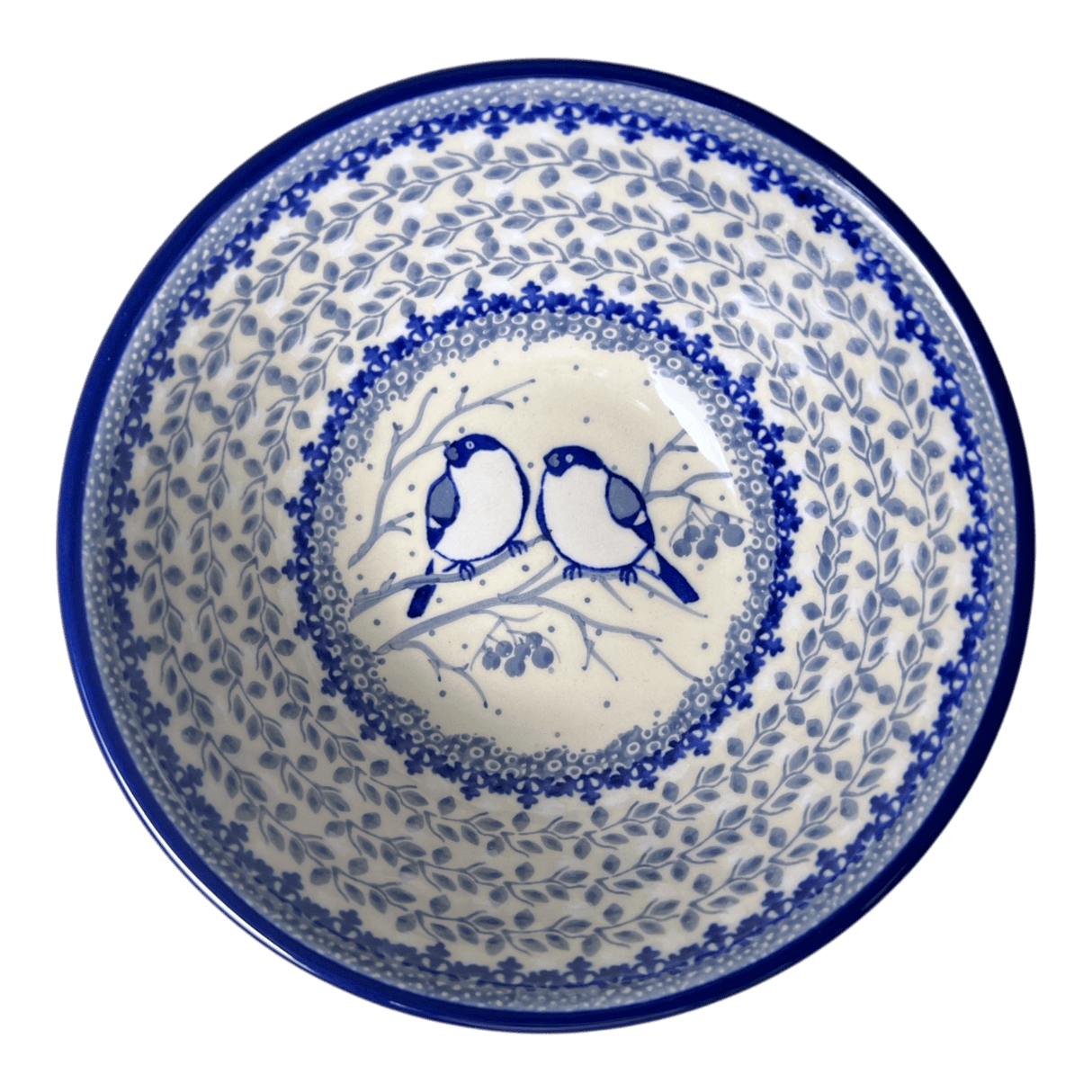 Bowl, Round, Kitchen, 6.75" in "Bullfinch on Blue" by Ceramika Artystyczna | A058-U4830