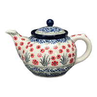 A picture of a Polish Pottery C.A. 40 oz. Teapot (Red Aster) | A060-1435X as shown at PolishPotteryOutlet.com/products/40-oz-teapot-red-aster-a060-1435x