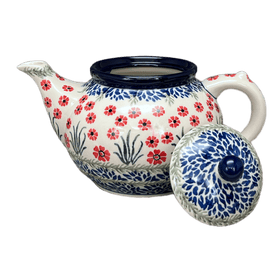 Polish Pottery CA 40 oz. Teapot (Red Aster) | A060-1435X Additional Image at PolishPotteryOutlet.com