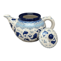 A picture of a Polish Pottery C.A. 40 oz. Teapot (Koi Pond) | A060-2372X as shown at PolishPotteryOutlet.com/products/40-oz-teapot-koi-pond-a060-2372x