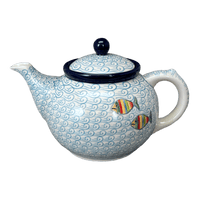 A picture of a Polish Pottery CA 40 oz. Teapot (Catch of the Day) | A060-2540X as shown at PolishPotteryOutlet.com/products/40-oz-teapot-catch-of-the-day-a060-2540x