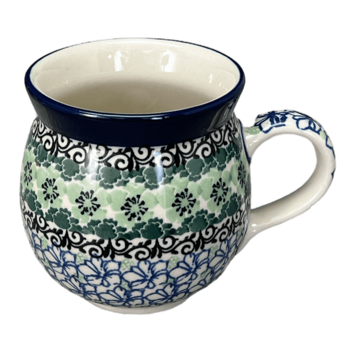 Mug, Belly Mug, 12 oz Medium in "Ring of Green" by Ceramika Artystyczna | A070-1479X
