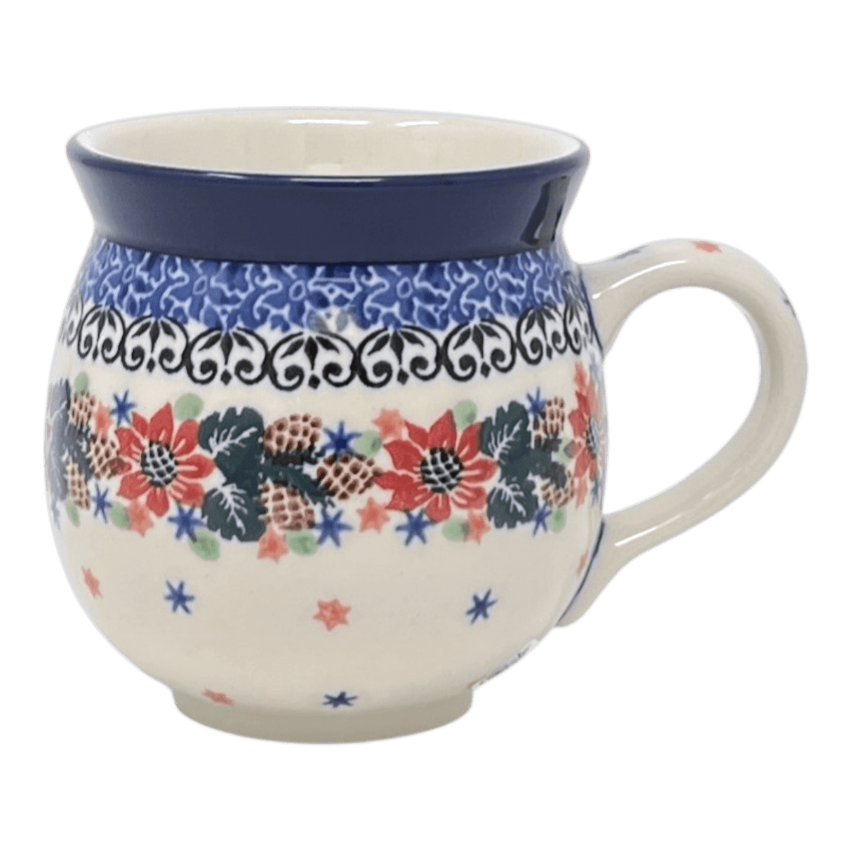 Mug, Belly Mug, 12 oz Medium in "Starry Pinecone Wreath" by Ceramika Artystyczna | A070-3325X