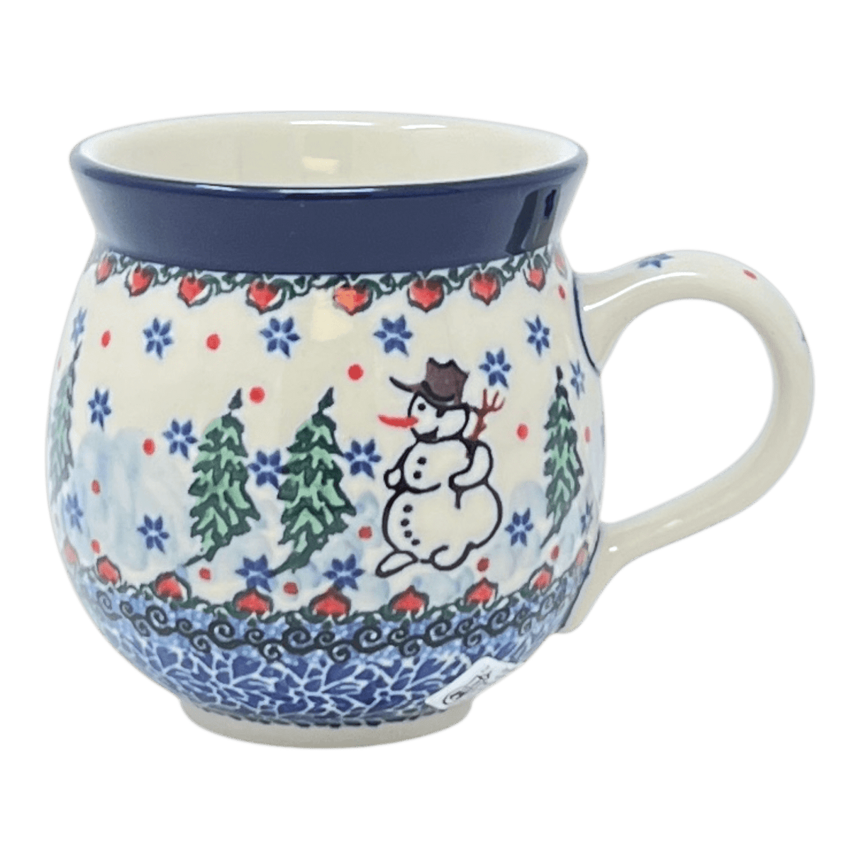 Mug, Belly Mug, 12 oz Medium in "Snowman Stroll" by Ceramika Artystyczna | A070-U4661