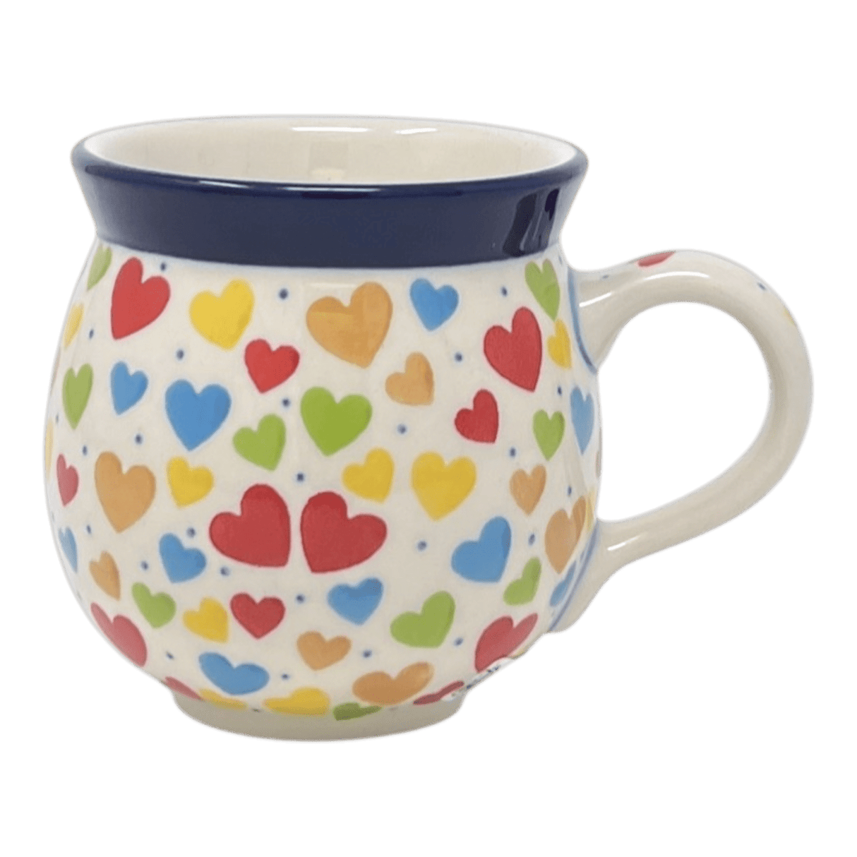 Mug, Belly Mug, 12 oz Medium in "Rainbow Hearts" by Ceramika Artystyczna | A070-U4833