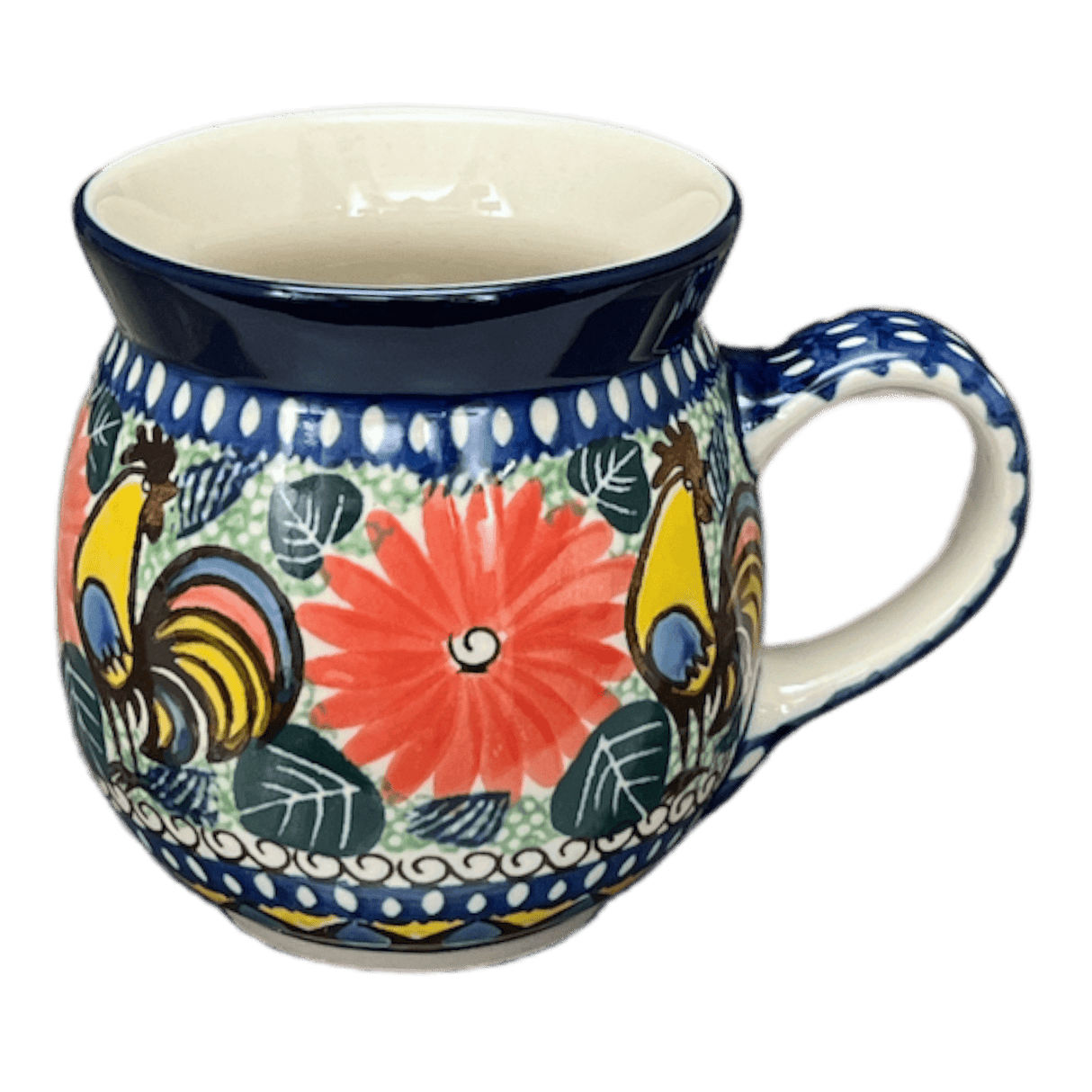 Mug, Belly Mug, 16 oz Large in "Regal Roosters" by Ceramika Artystyczna | A073-U2617