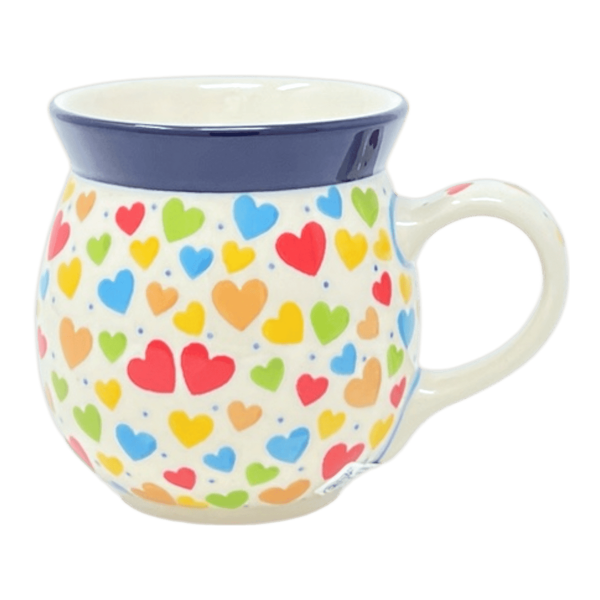 Mug, Belly Mug, 16 oz Large in "Rainbow Hearts" by Ceramika Artystyczna | A073-U4833