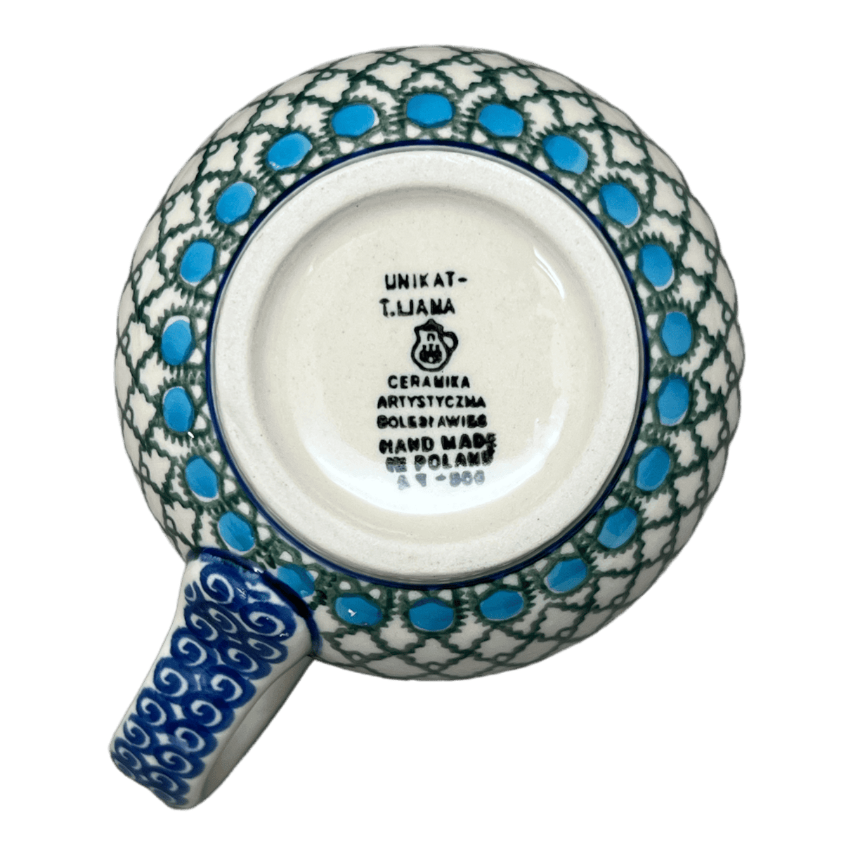 Mug, Belly Mug, 16 oz Large in "Mediterranean Waves" by Ceramika Artystyczna | A073-U72