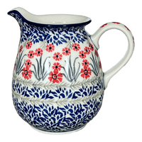 A picture of a Polish Pottery C.A. 32 oz. Pitcher (Red Aster) | A078-1435X as shown at PolishPotteryOutlet.com/products/32-oz-pitcher-red-aster-a078-1435x