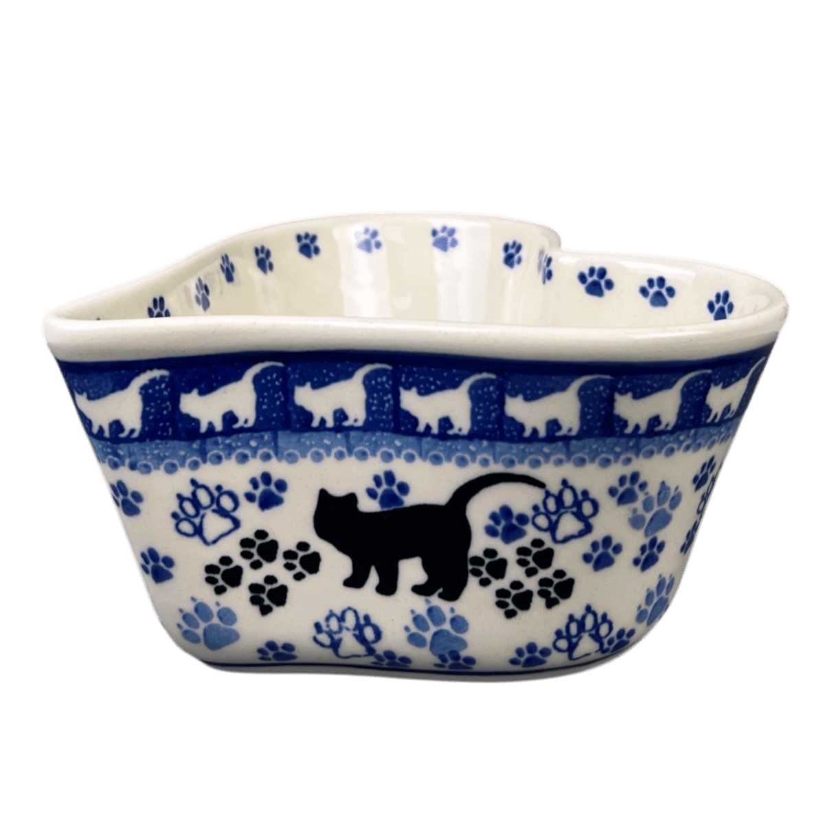 Bowl, Heart-Shaped, Deep, 6" in "Cat Tracks" by Ceramika Artystyczna | A081-1771