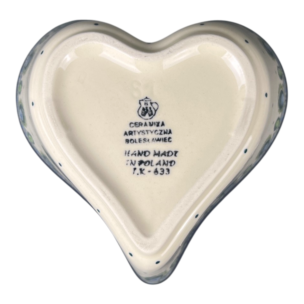 Bowl, Heart-Shaped, Deep, 6" in "Peacock Plume" by Ceramika Artystyczna | A081-2218x