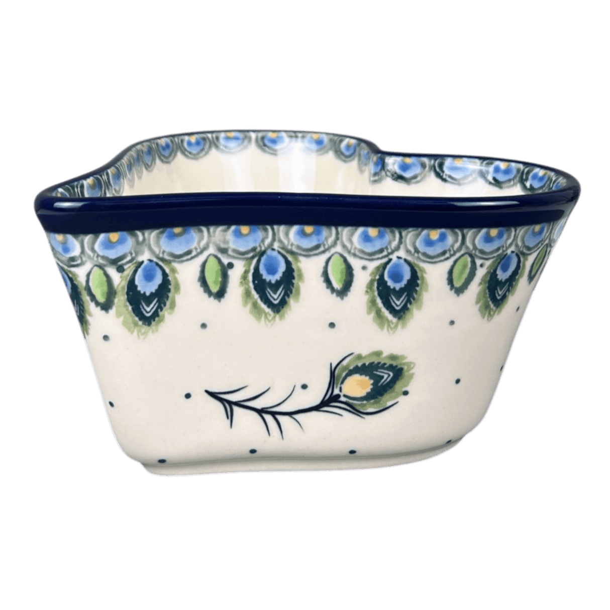 Bowl, Heart-Shaped, Deep, 6" in "Peacock Plume" by Ceramika Artystyczna | A081-2218x