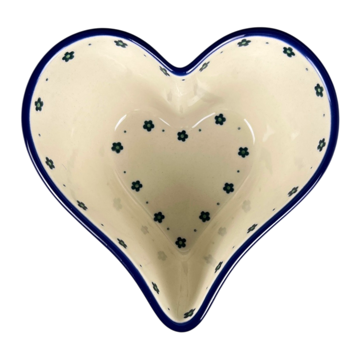 Bowl, Heart-Shaped, Deep, 6" in "Emerald Hearts" by Ceramika Artystyczna | A081-2450X